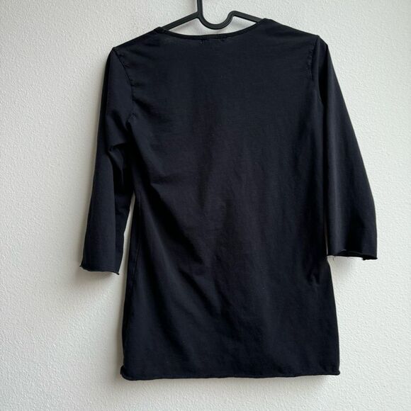 ✨$5/$25 james perse 100% supima cotton bracelet sleeve black v neck size 0 XS - Picture 4 of 7